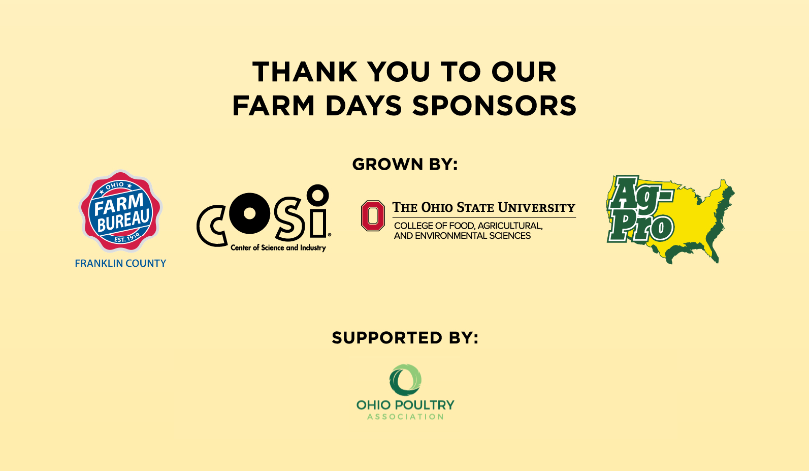 THANK YOU FARM DAYS SPONSORS!