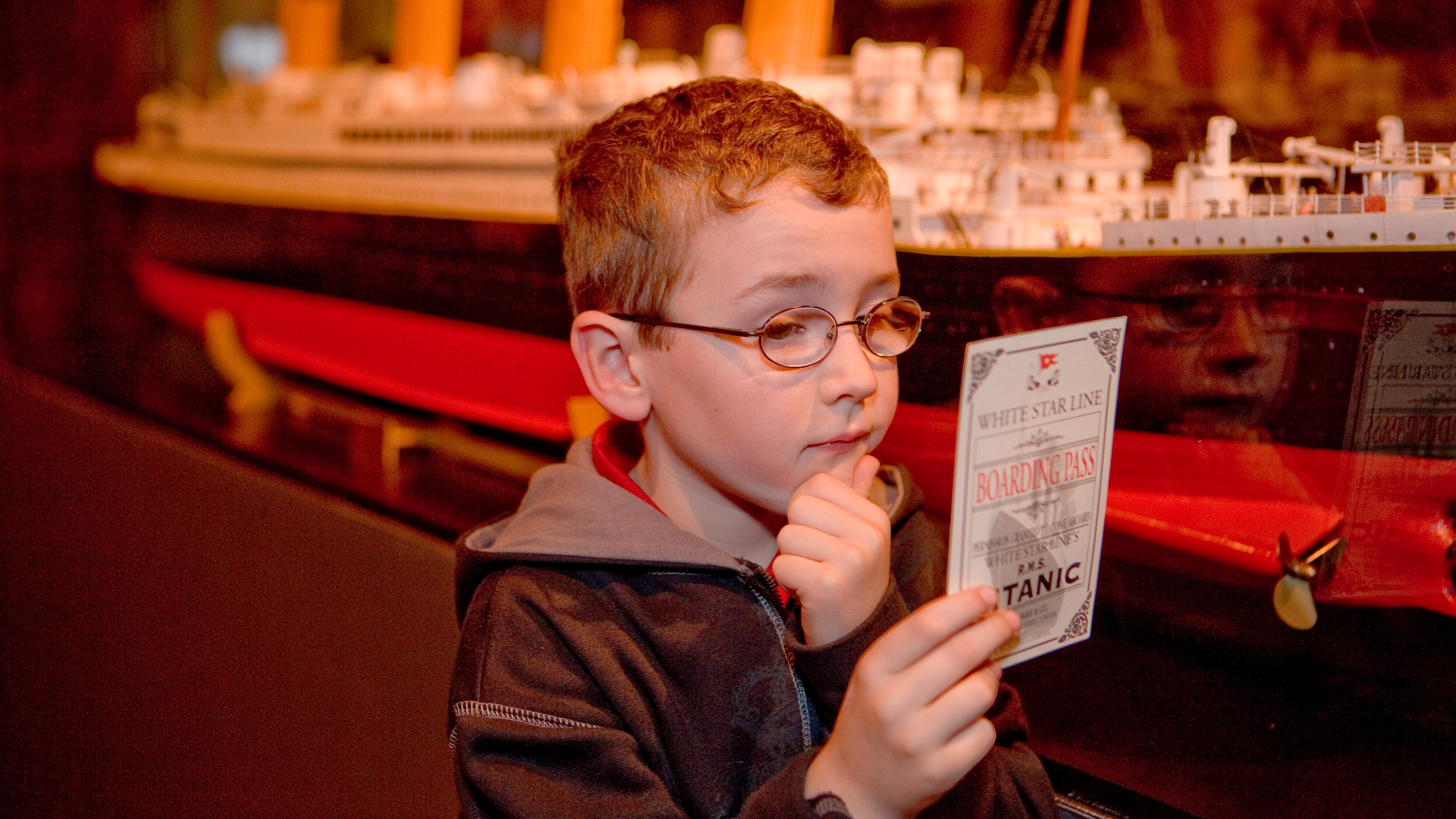 Young boy at Titanic: The Artifact Exhibition